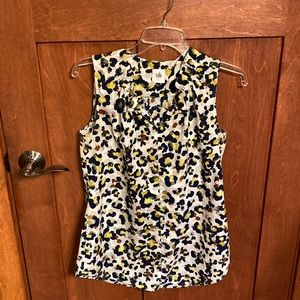 CAbi Fierce Watercolor Print Top